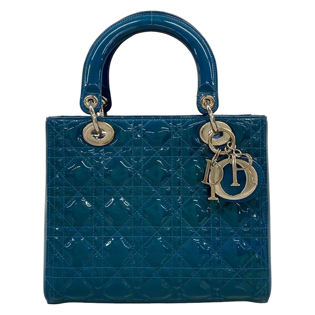 Dior Handbag Lady Bag Blue Leather