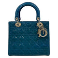 Dior Handbag Lady Bag Blue Leather