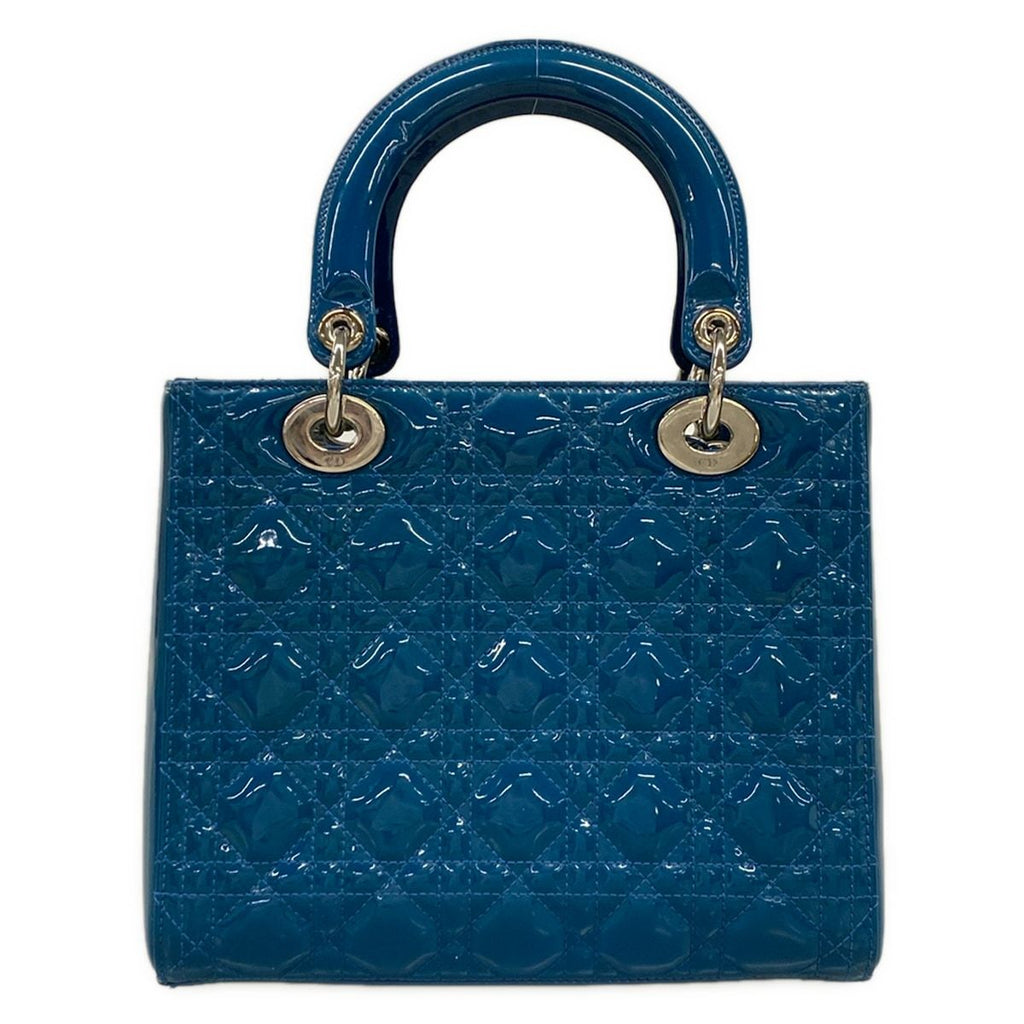 Dior Handbag Lady Bag Blue Leather