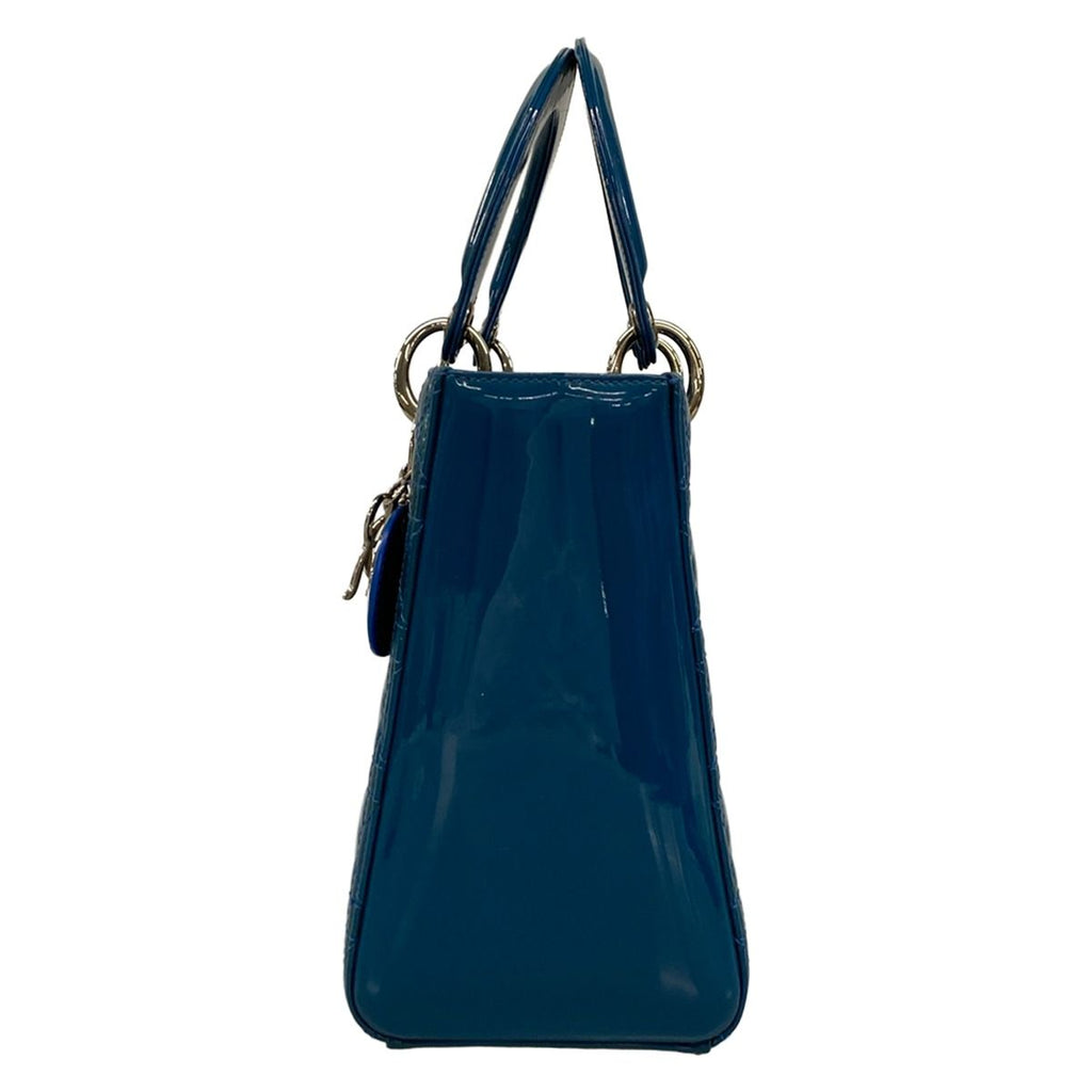 Dior Handbag Lady Bag Blue Leather