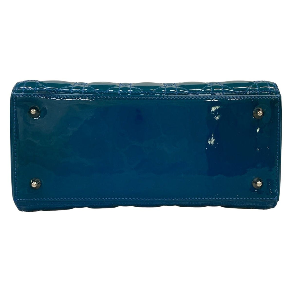 Dior Handbag Lady Bag Blue Leather