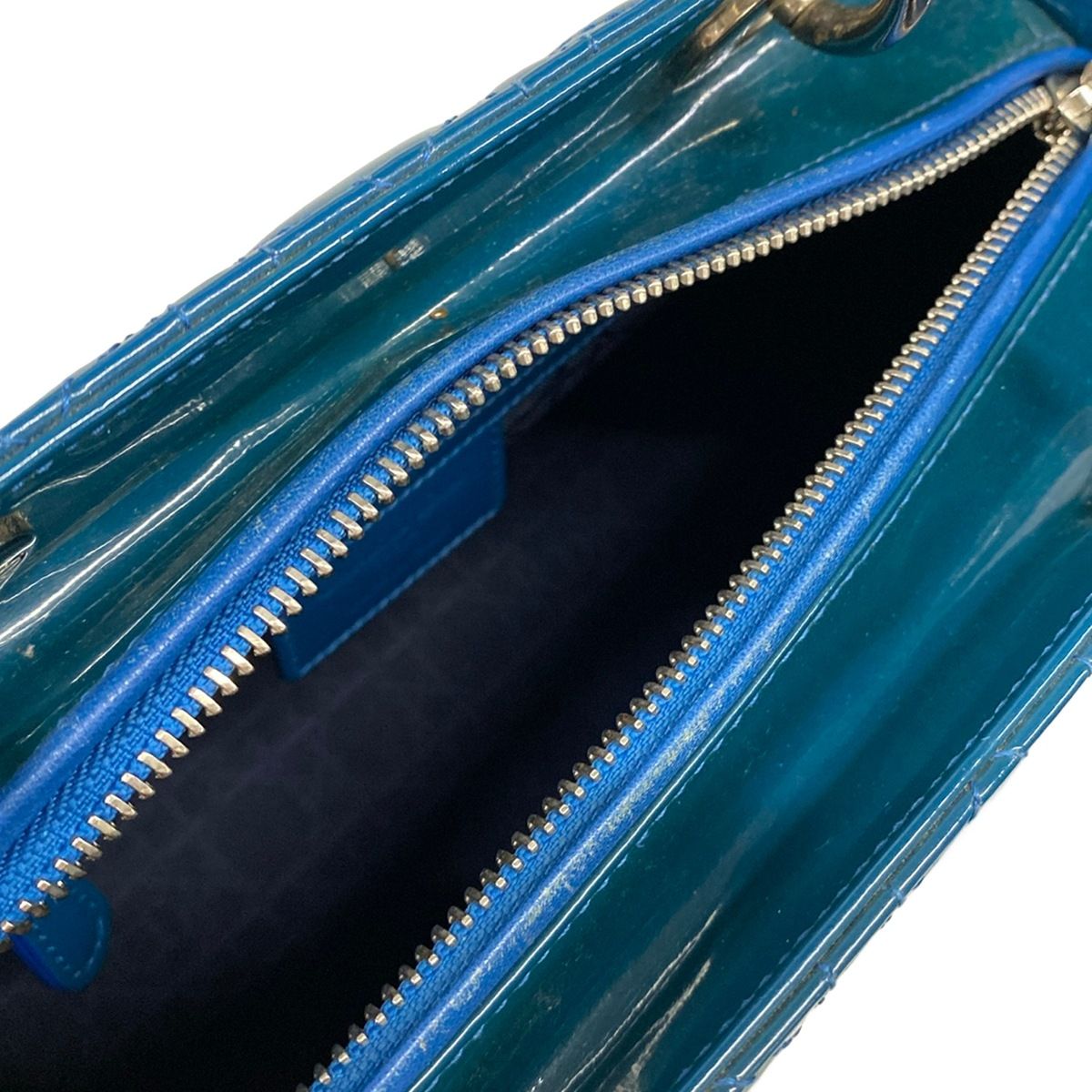 Dior Handbag Lady Bag Blue Leather