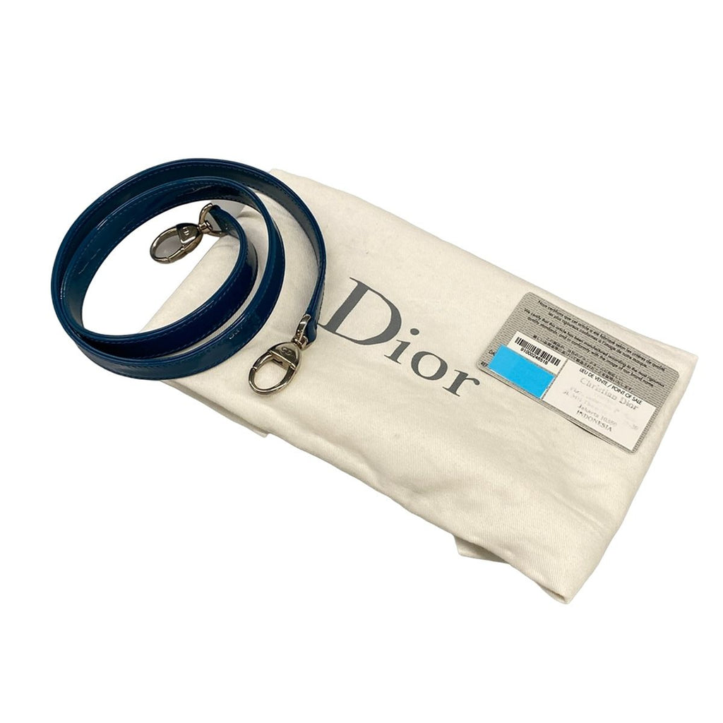 Dior Handbag Lady Bag Blue Leather