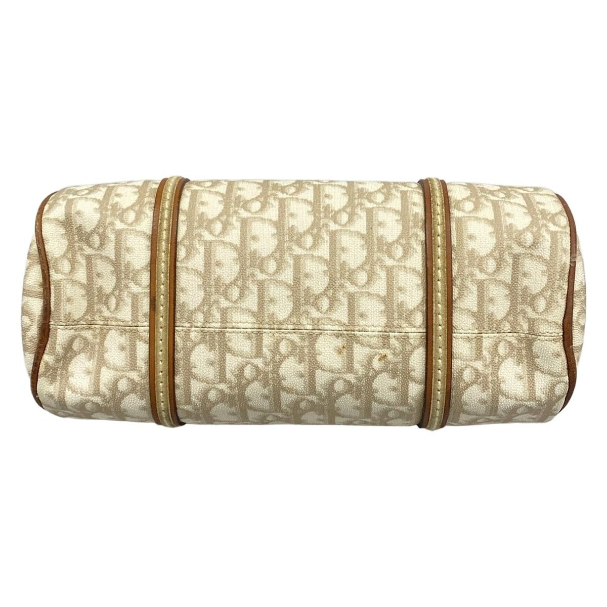 Dior Handbag Trotter Romantic Ivory Beige Brown Ribbon Leather