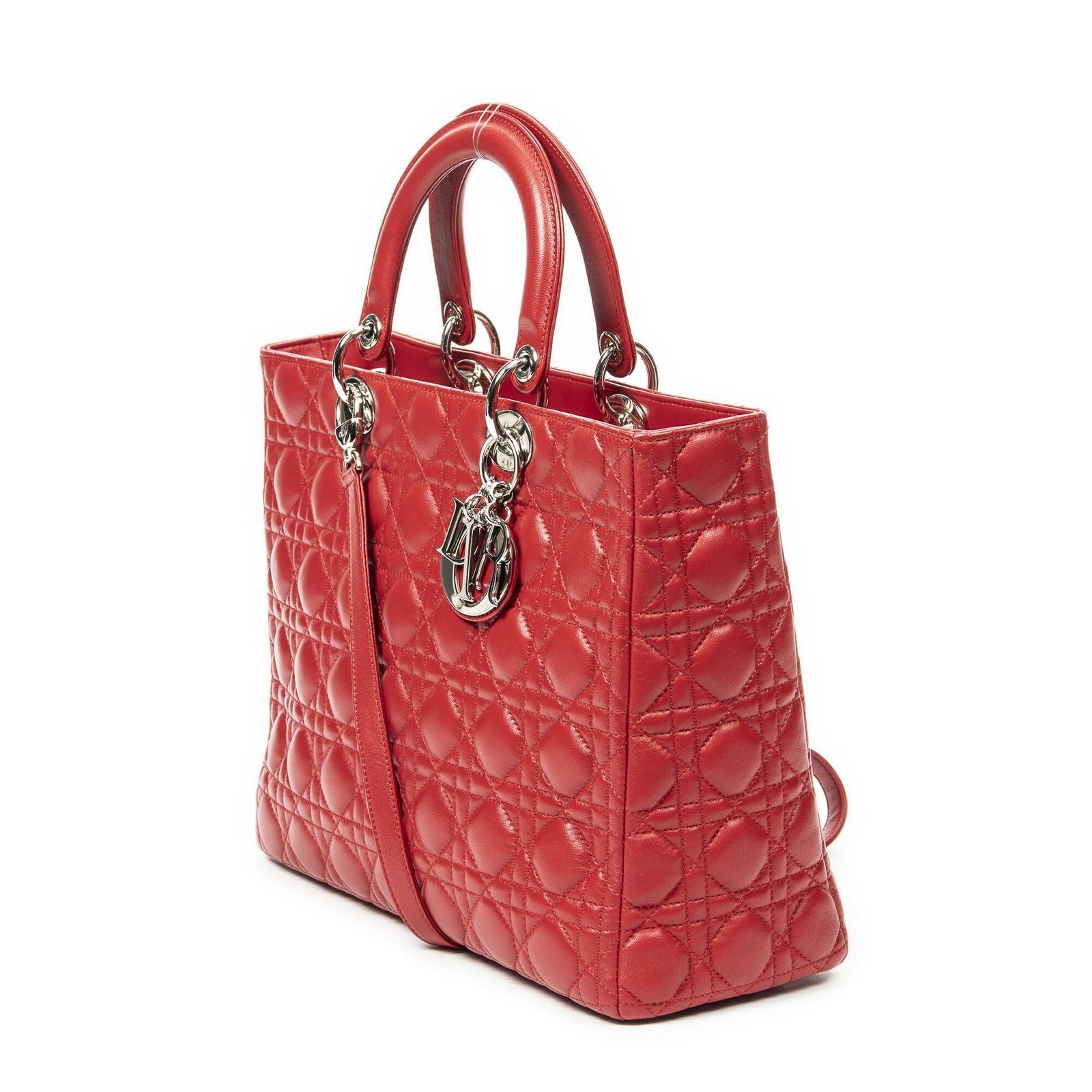 Dior Large Lady Dior Zip Red Canada Lambskin Leather Handbag