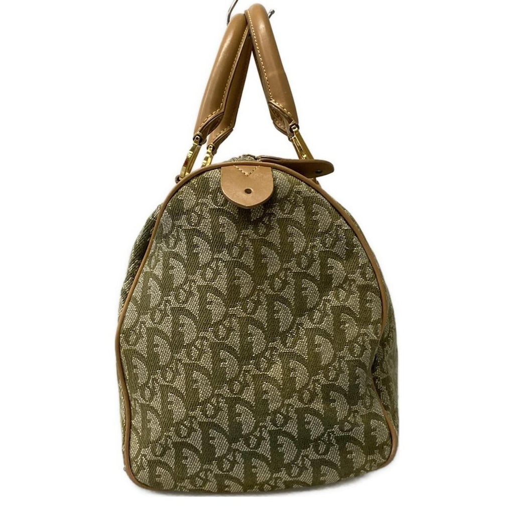 Dior Handbag Trotter Light Green Ivory Beige Mini Boston Leather