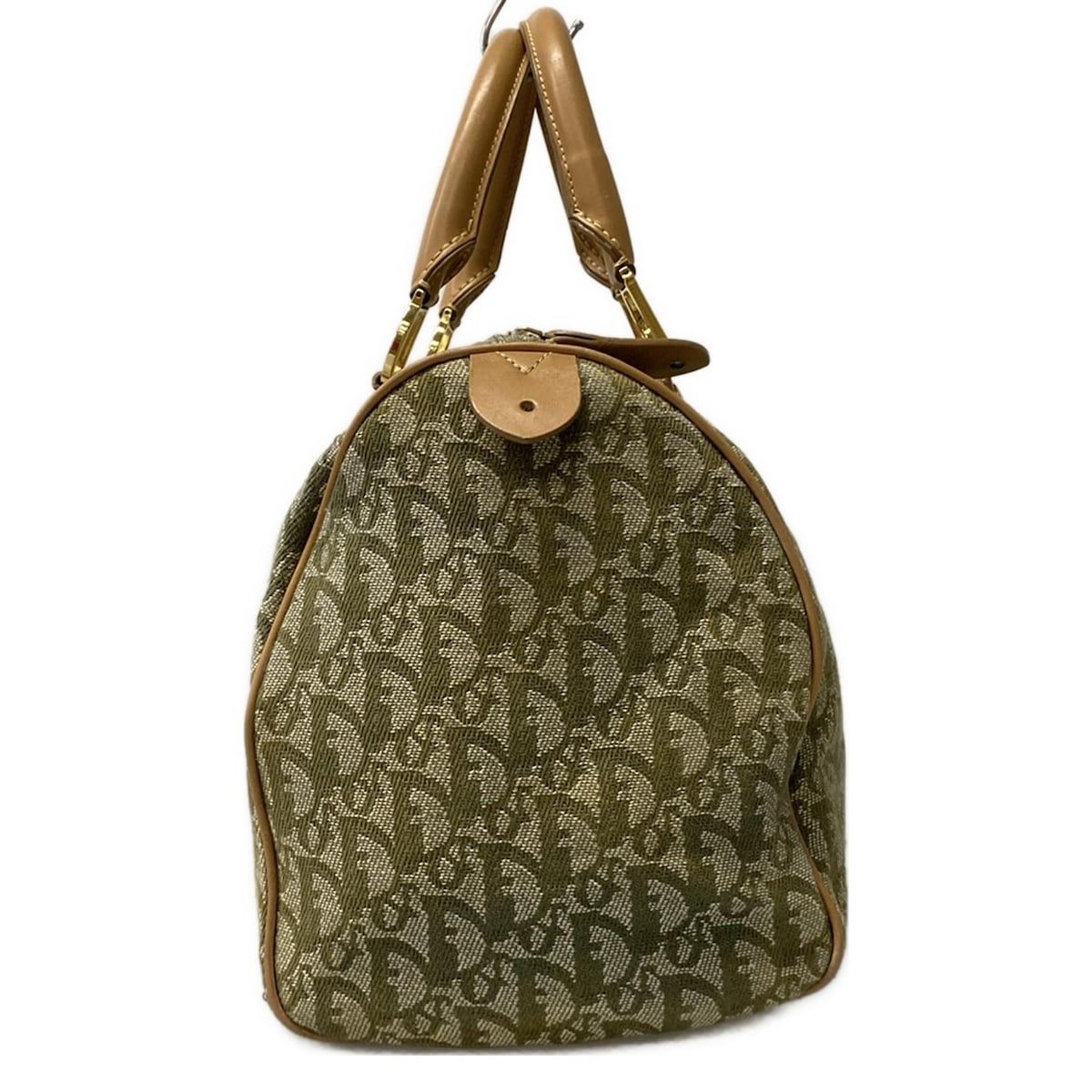 Dior Handbag Trotter Light Green Ivory Beige Mini Boston Leather
