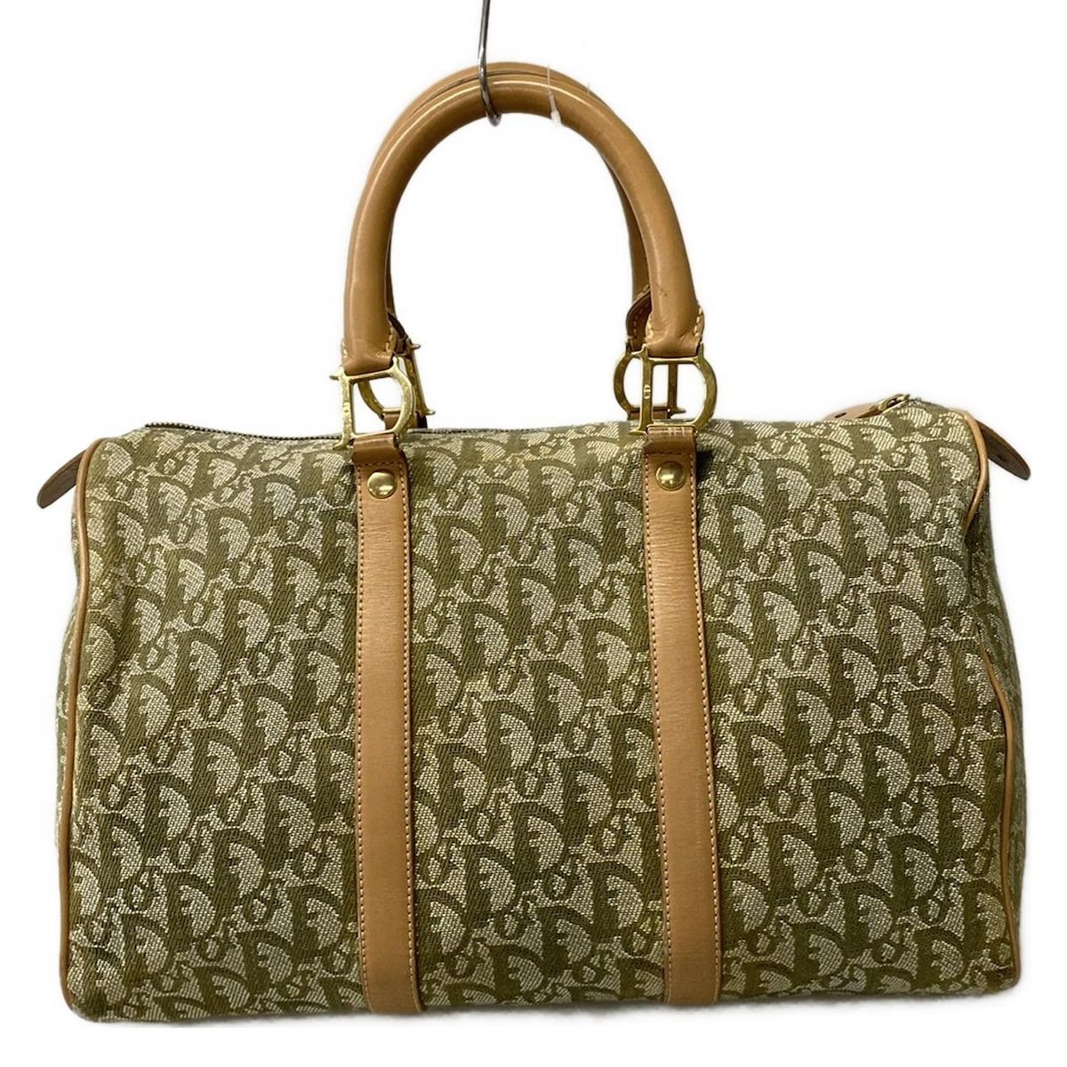 Dior Handbag Trotter Light Green Ivory Beige Mini Boston Leather