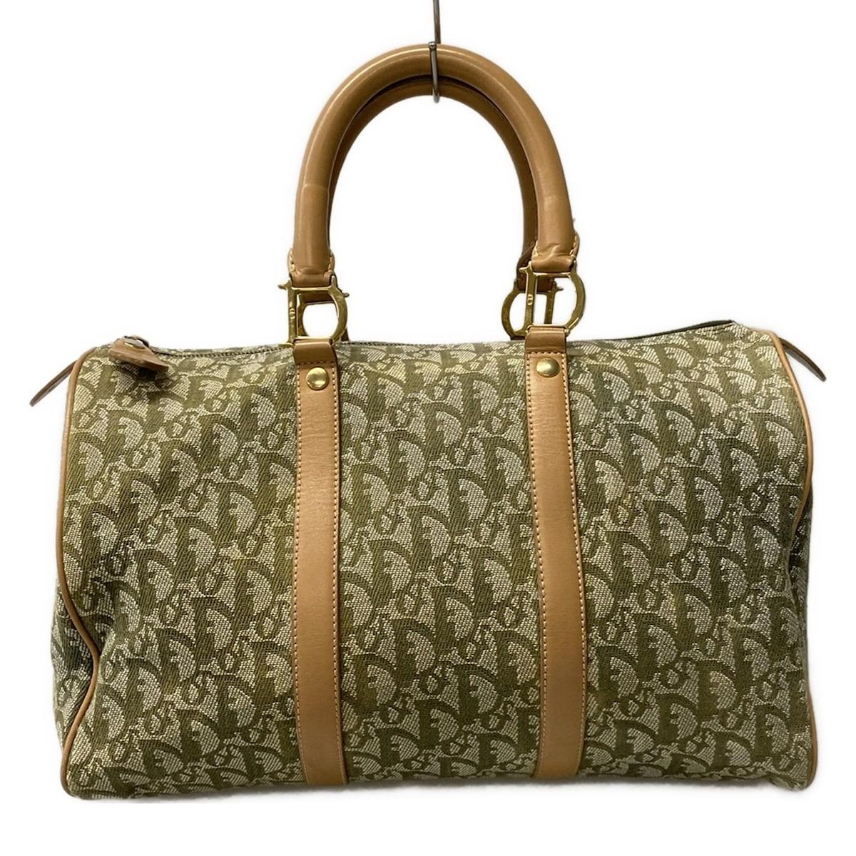 Dior Handbag Trotter Light Green Ivory Beige Mini Boston Leather