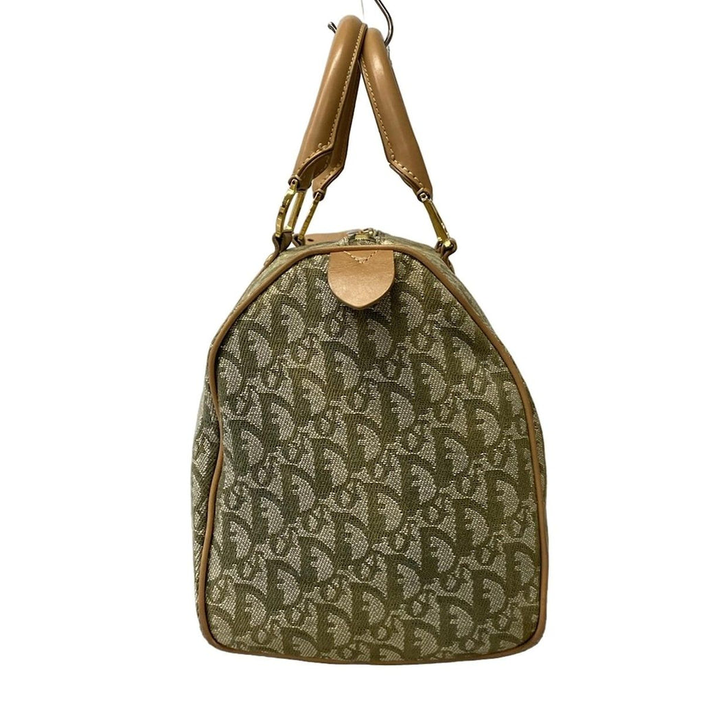Dior Handbag Trotter Light Green Ivory Beige Mini Boston Leather