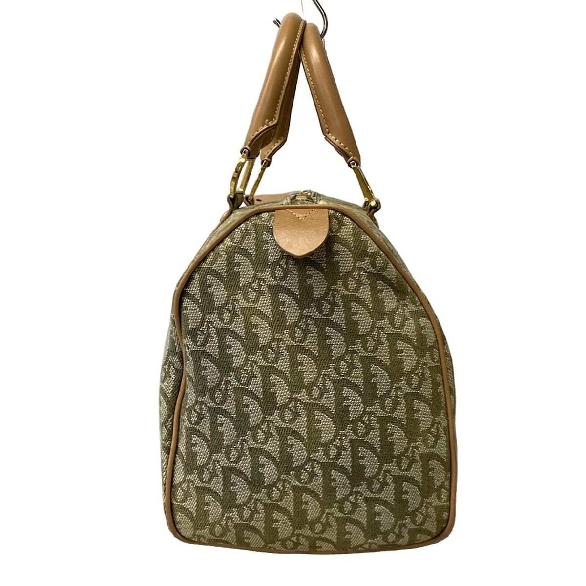 Dior Handbag Trotter Light Green Ivory Beige Mini Boston Leather