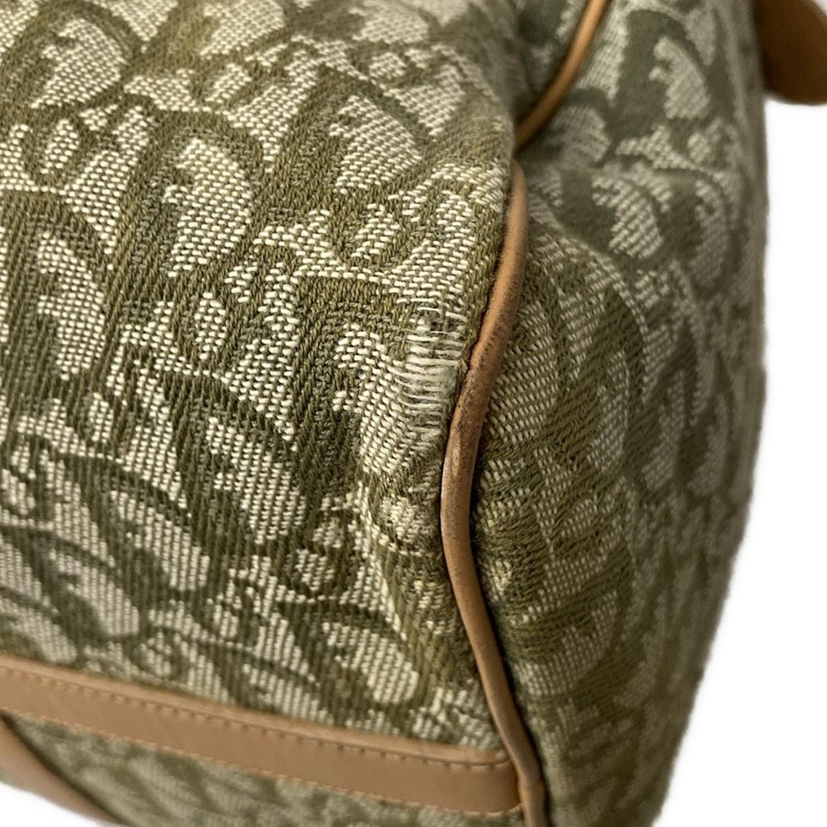 Dior Handbag Trotter Light Green Ivory Beige Mini Boston Leather