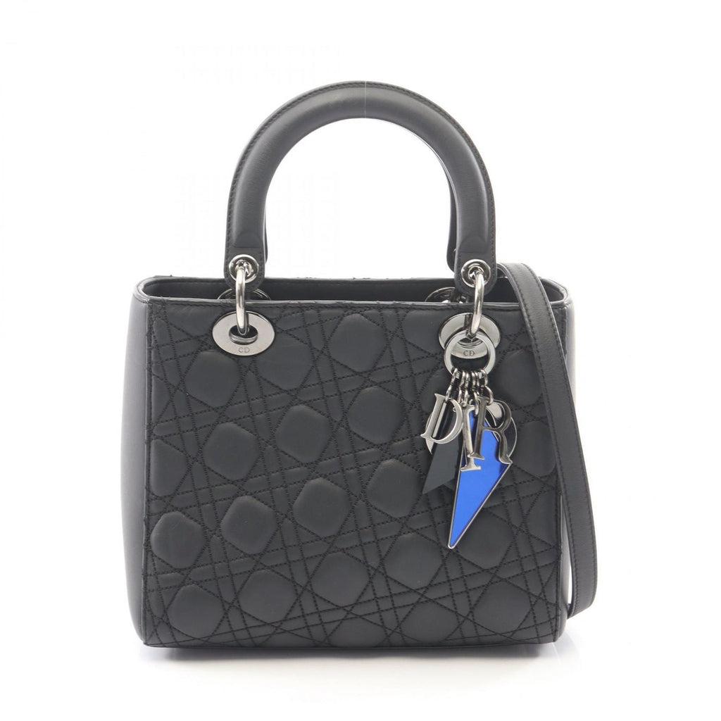Dior Handbag Lady Dior Cannage 2-Way Black Leather Tote