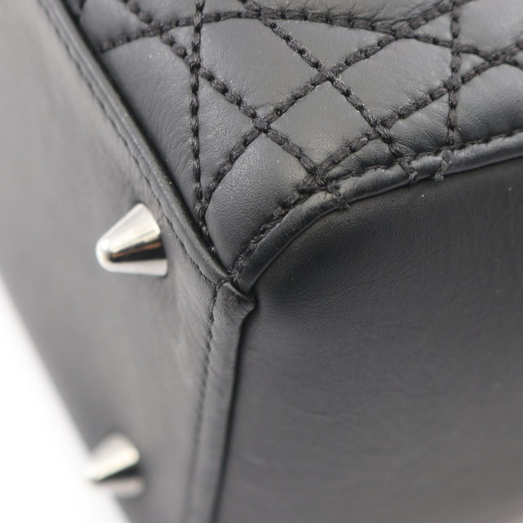Dior Handbag Lady Dior Cannage 2-Way Black Leather Tote