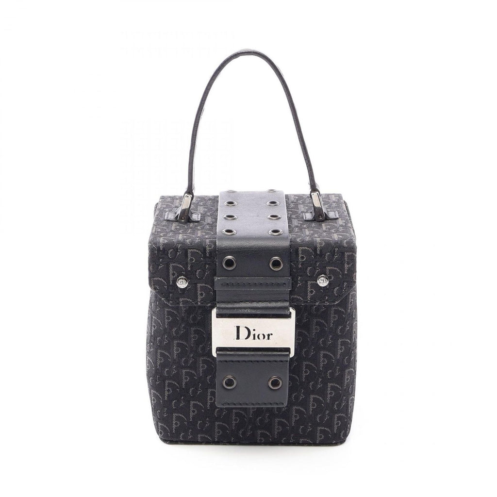 Dior Handbag Street Chic Trotter Black Canvas Leather Vanity