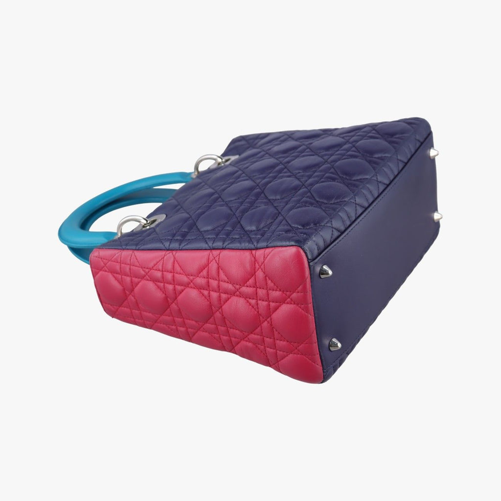 Dior Lady Navy Pink Light Blue Lambskin Handbag