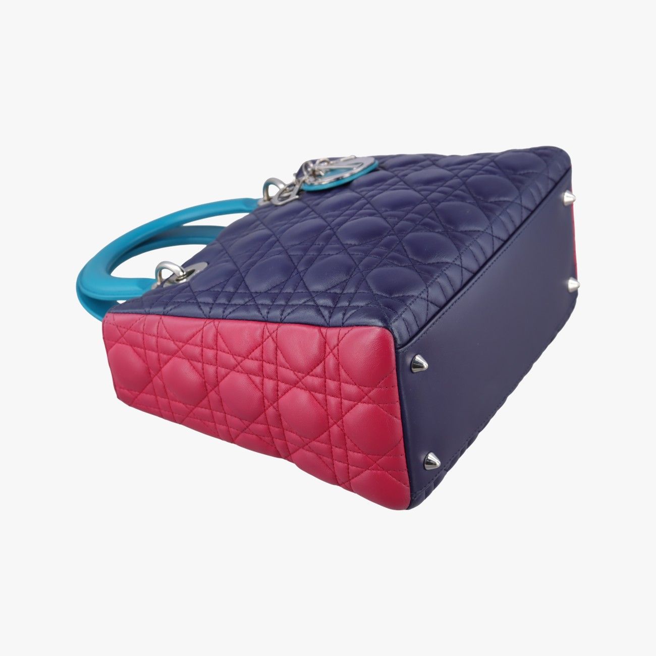 Dior Lady Navy Pink Light Blue Lambskin Handbag