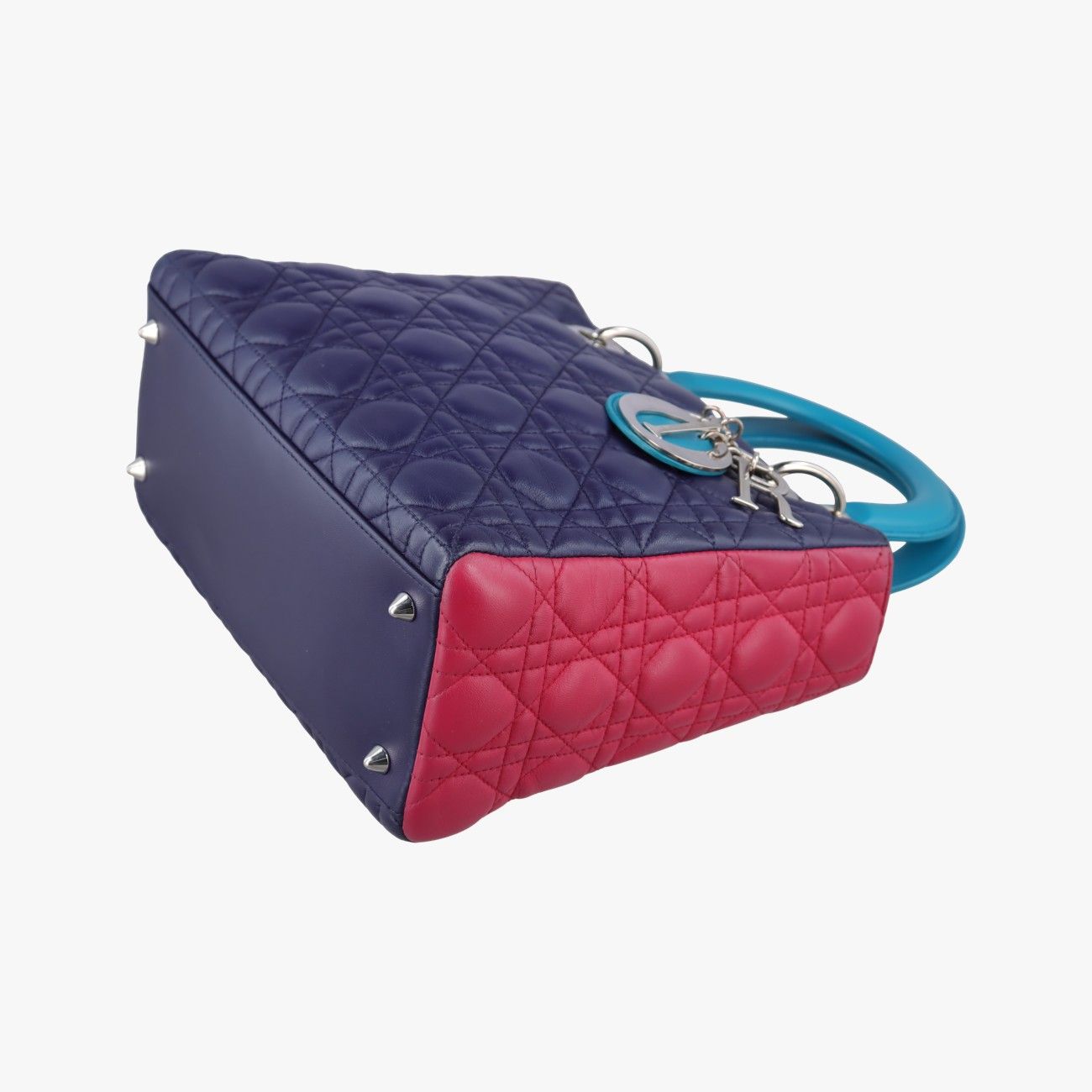 Dior Lady Navy Pink Light Blue Lambskin Handbag