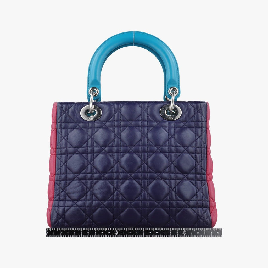 Dior Lady Navy Pink Light Blue Lambskin Handbag