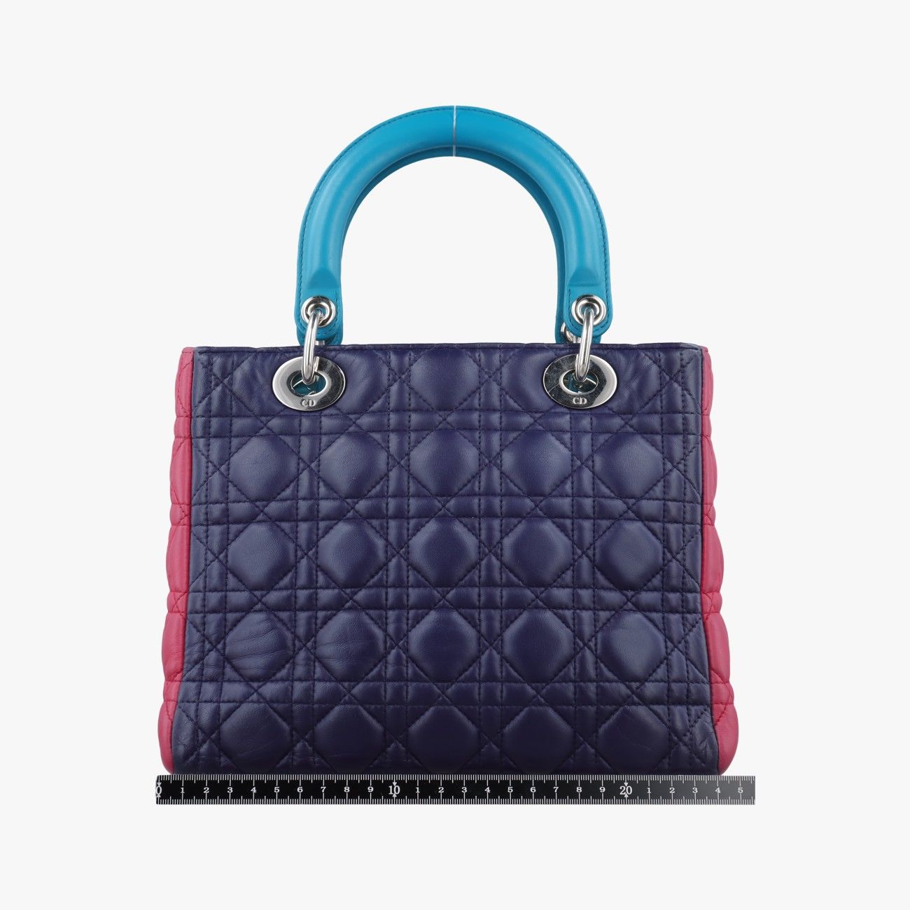 Dior Lady Navy Pink Light Blue Lambskin Handbag