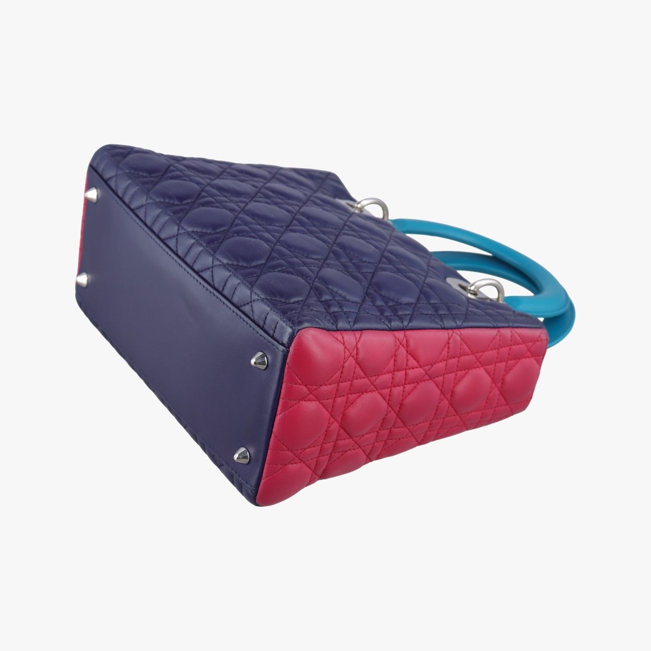 Dior Lady Navy Pink Light Blue Lambskin Handbag