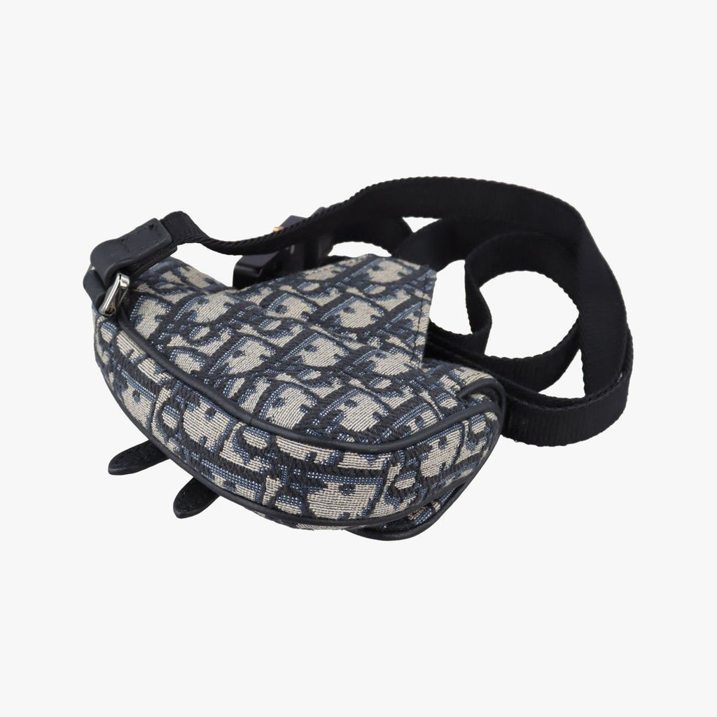 Dior Saddle Navy Gray Jacquard Handbag