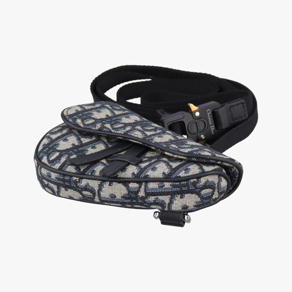 Dior Saddle Navy Gray Jacquard Handbag