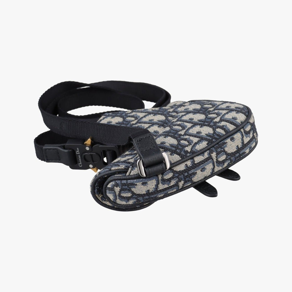 Dior Saddle Navy Gray Jacquard Handbag