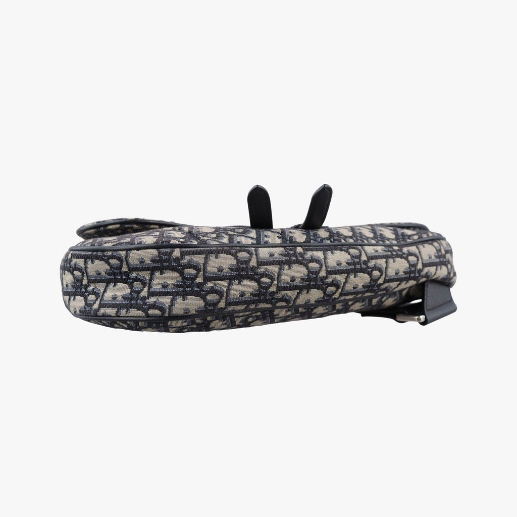 Dior Saddle Navy Jacquard Leather Handbag