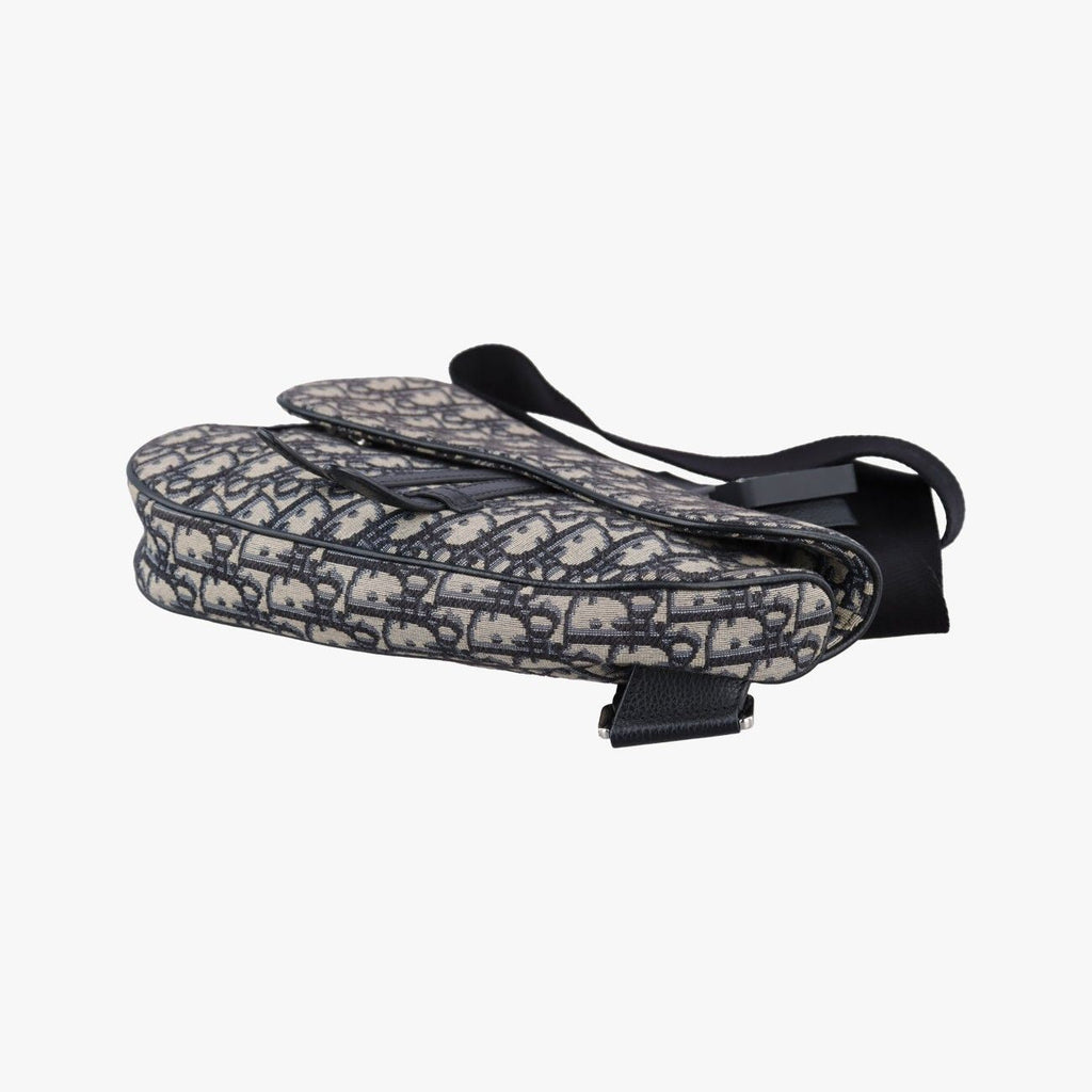 Dior Saddle Navy Jacquard Leather Handbag