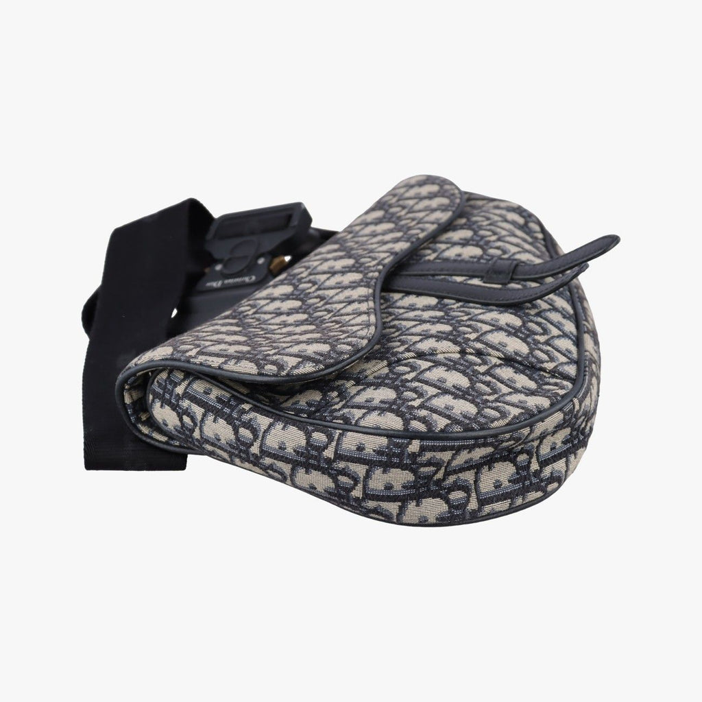 Dior Saddle Navy Jacquard Leather Handbag