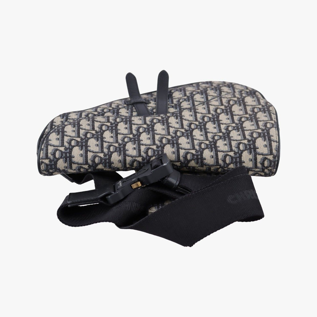 Dior Saddle Navy Jacquard Leather Handbag