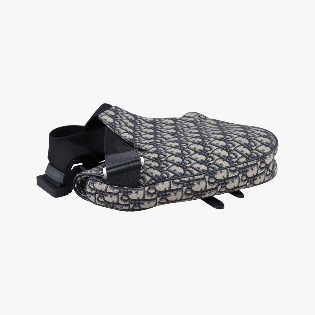 Dior Saddle Navy Jacquard Leather Handbag