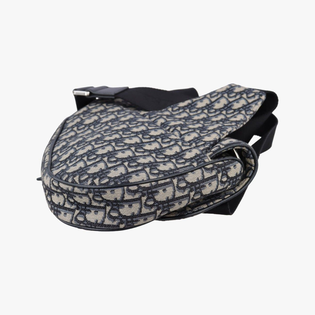 Dior Saddle Navy Jacquard Leather Handbag