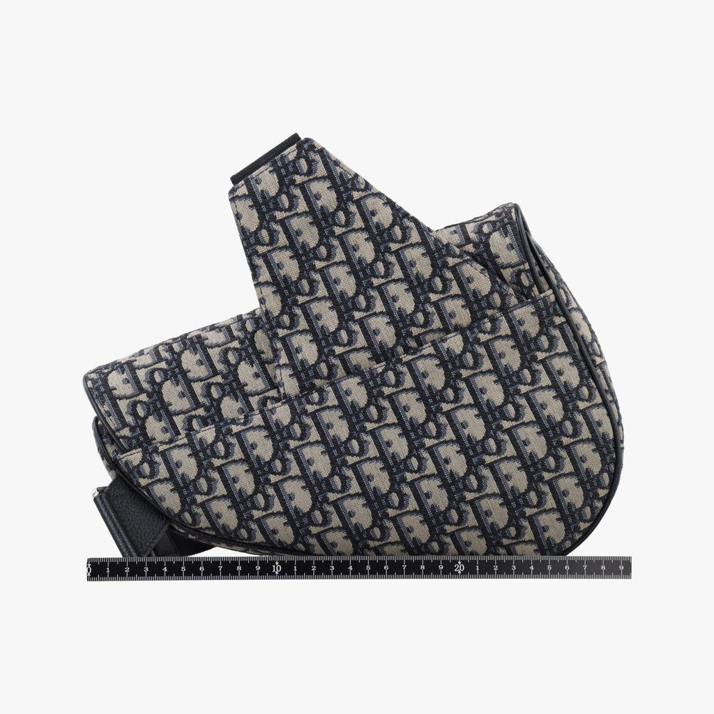 Dior Saddle Navy Jacquard Leather Handbag