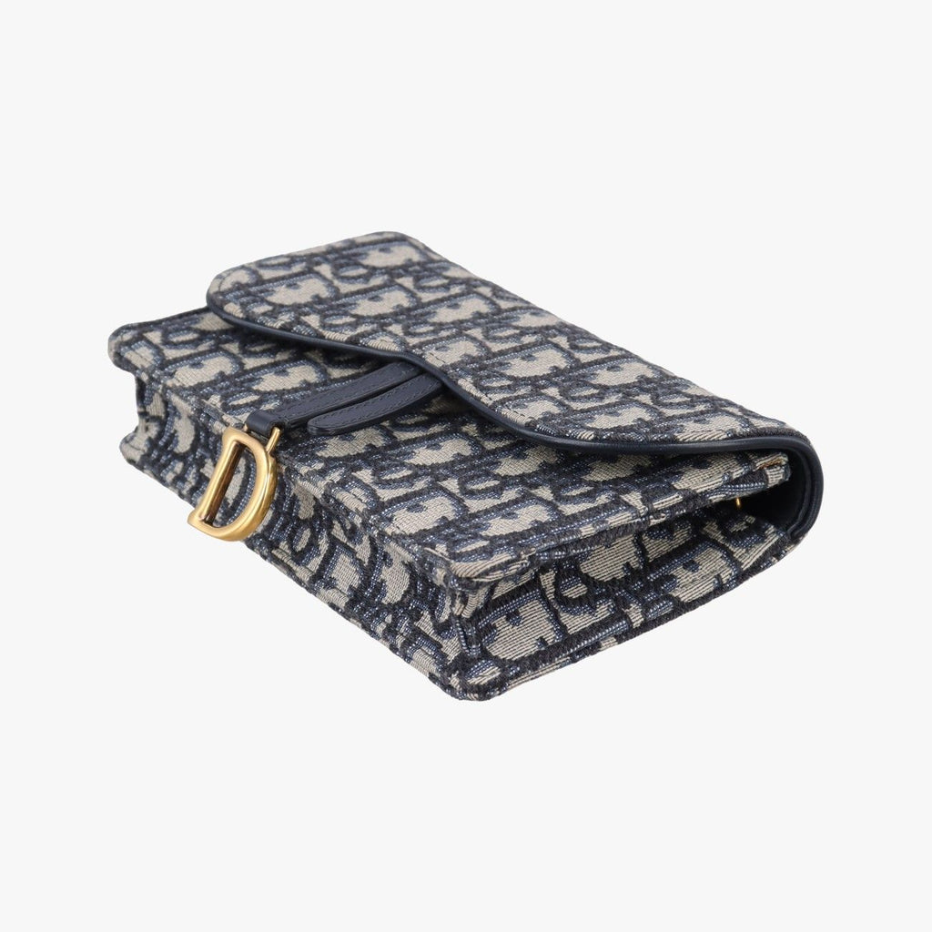 Dior Saddle Navy Gray Jacquard Handbag