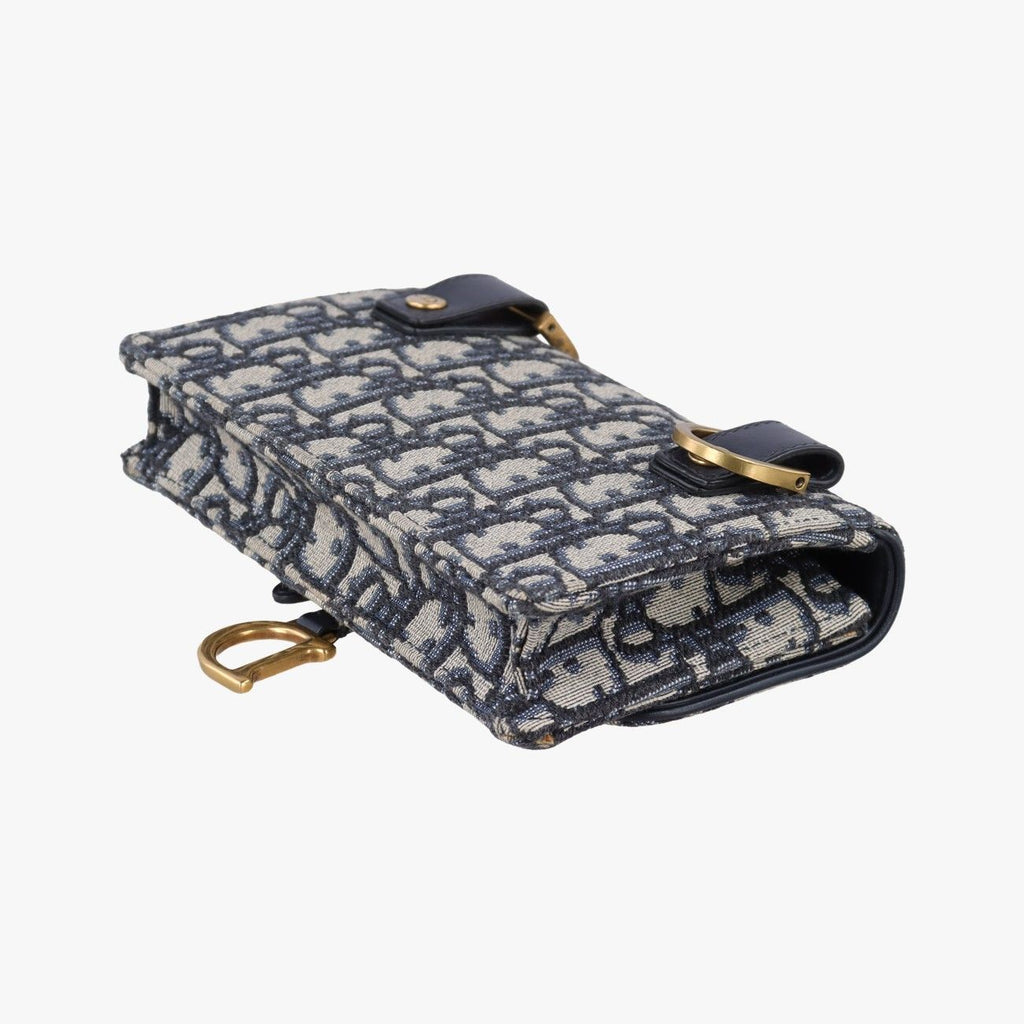 Dior Saddle Navy Gray Jacquard Handbag