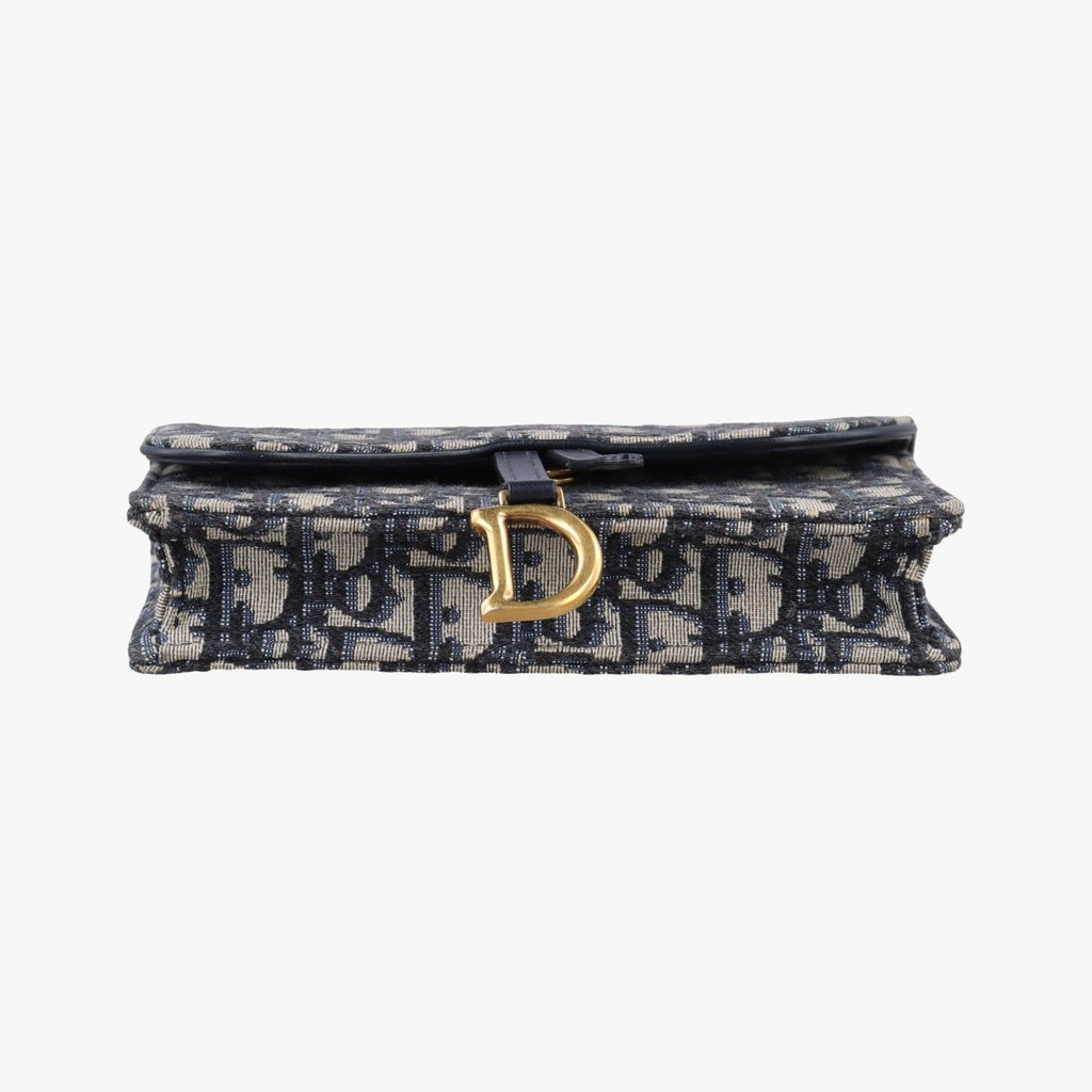 Dior Saddle Navy Gray Jacquard Handbag