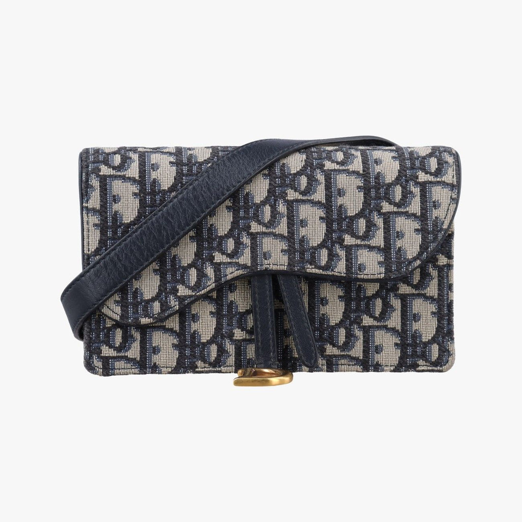 Dior Saddle Navy Gray Jacquard Handbag