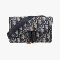 Dior Saddle Navy Gray Jacquard Handbag