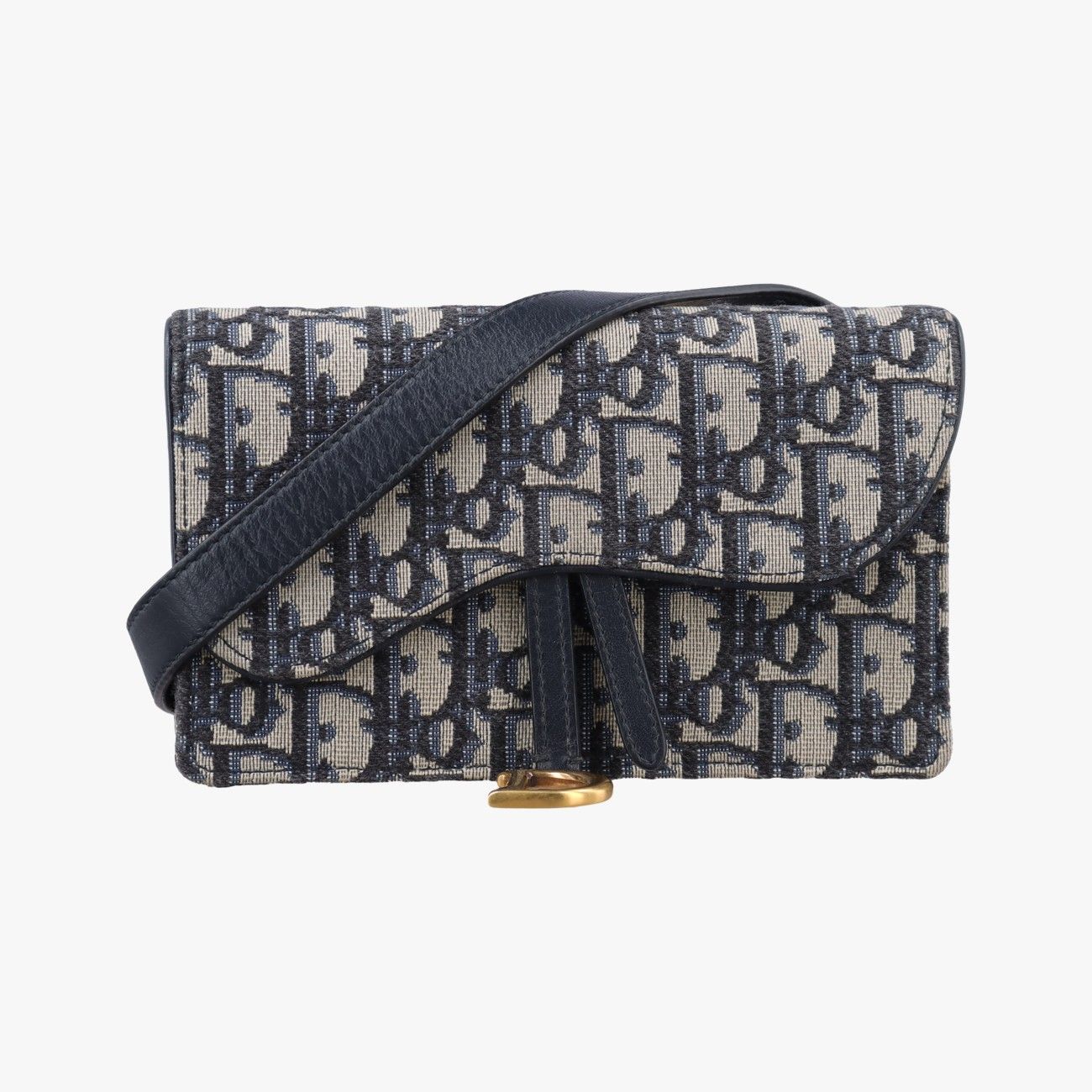 Dior Saddle Navy Gray Jacquard Handbag
