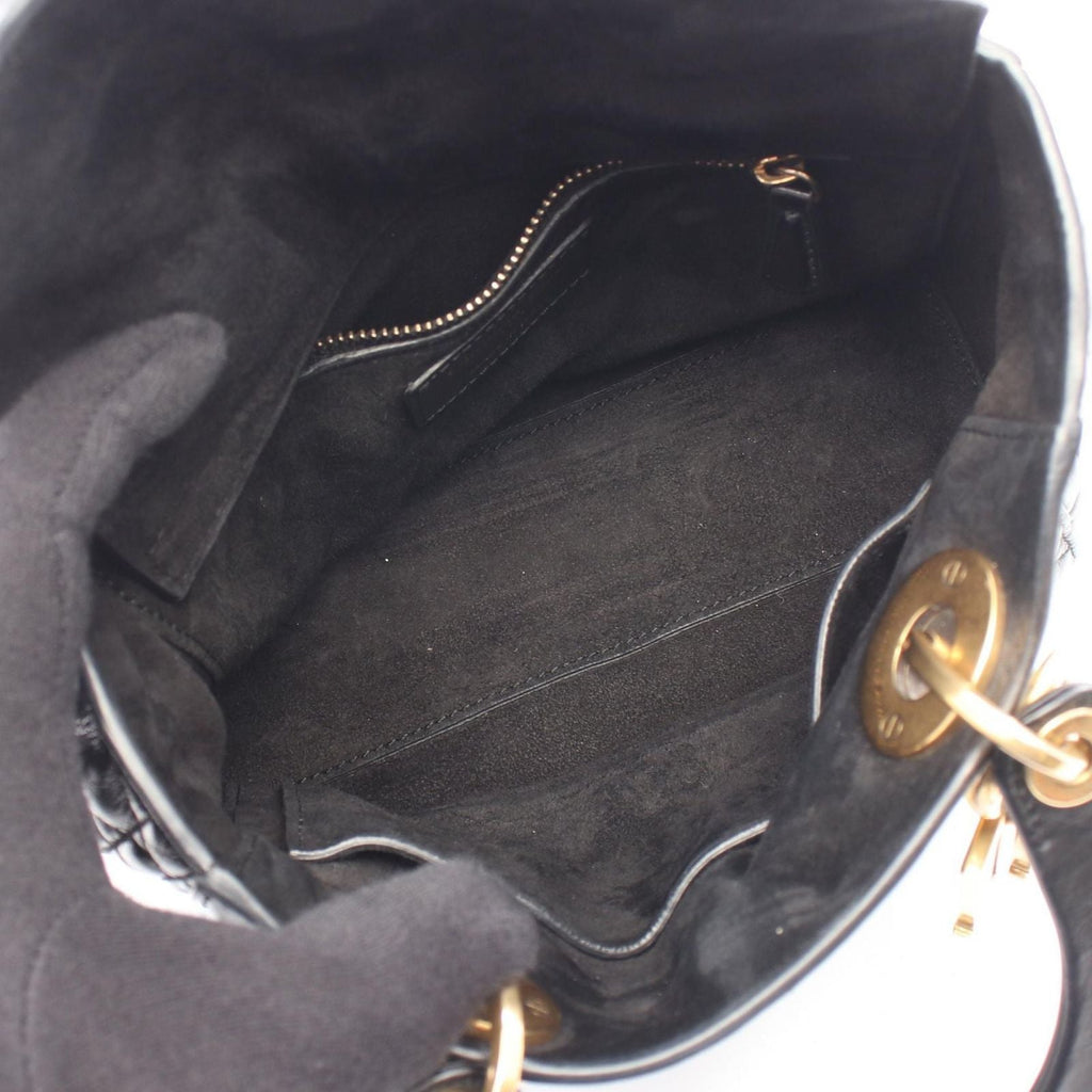Dior Handbag Lady Dior Small Cannage 2-Way Black Leather Lady Dior Tote