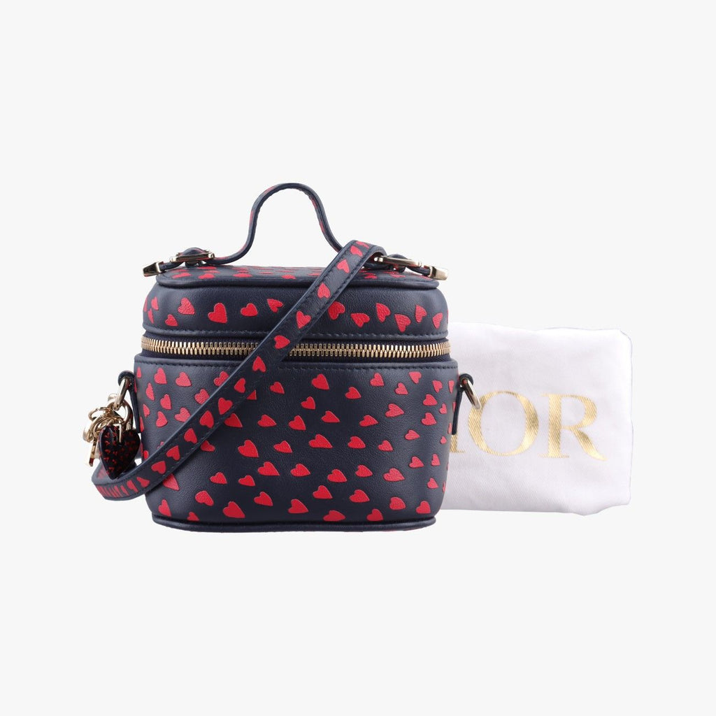 Dior Micro Lady Vanity Case Black Red Leather Handbag