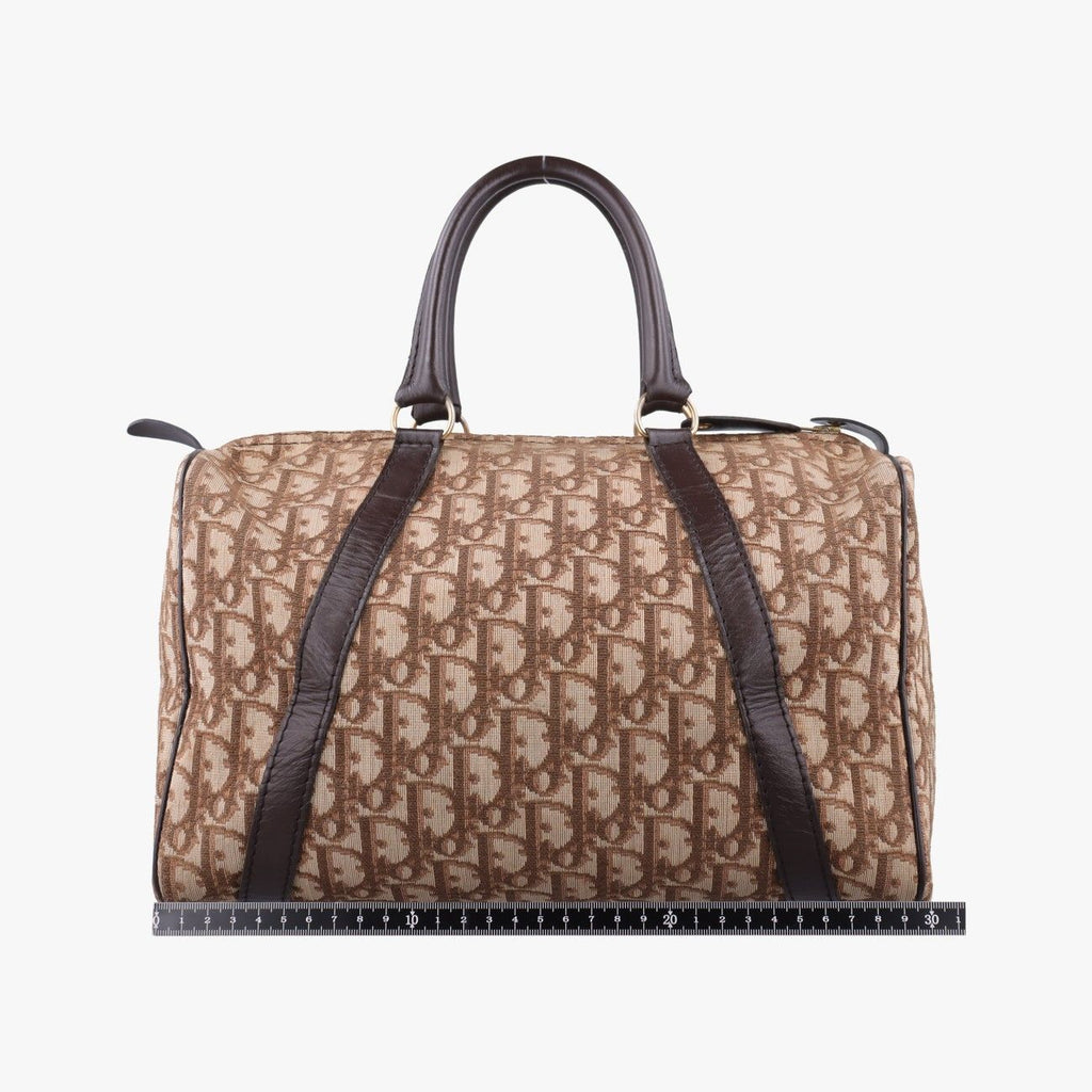 Dior Trotter Brown Canvas Leather Handbag