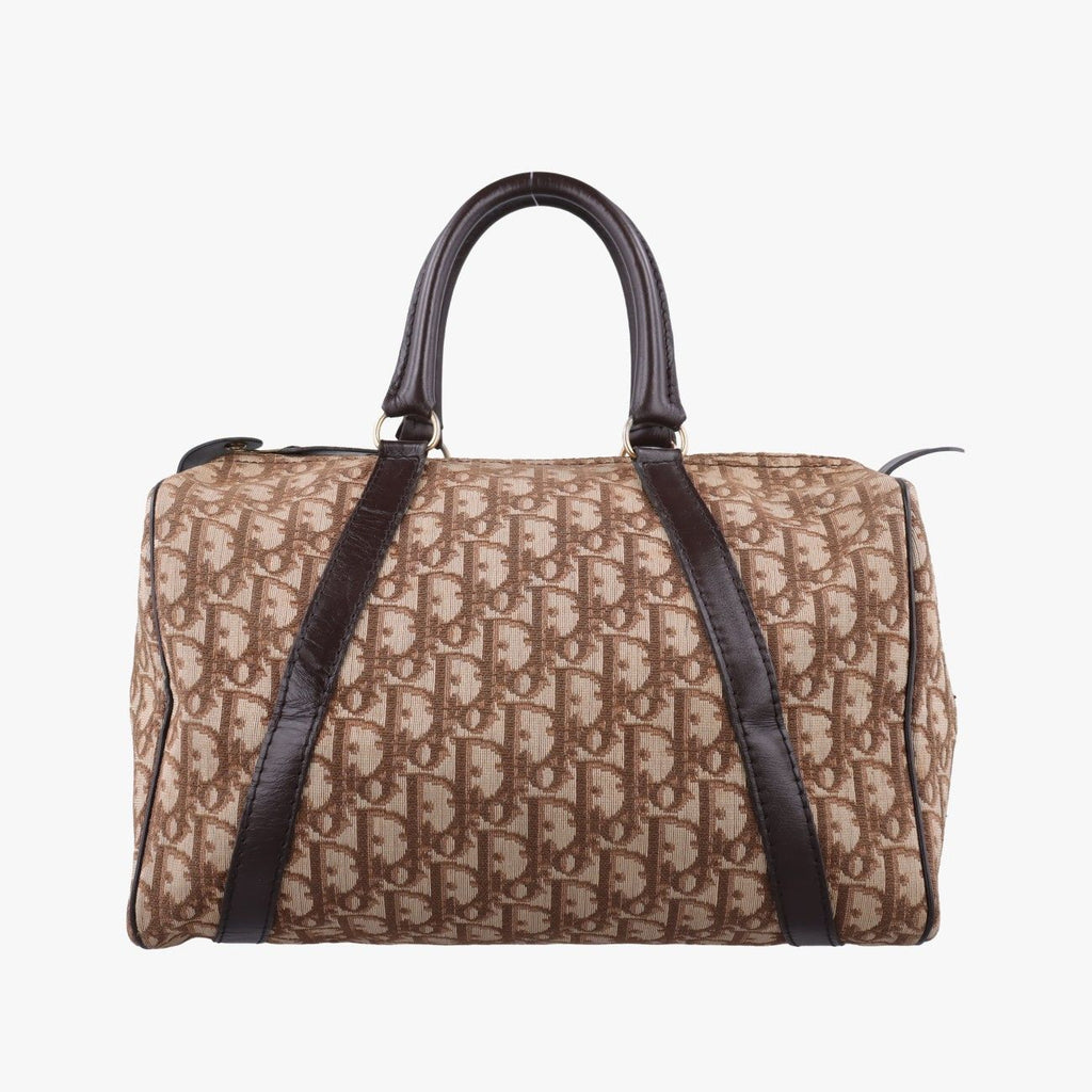 Dior Trotter Brown Canvas Leather Handbag