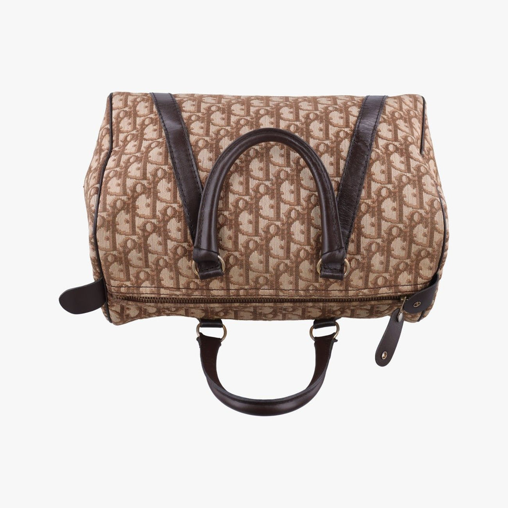 Dior Trotter Brown Canvas Leather Handbag