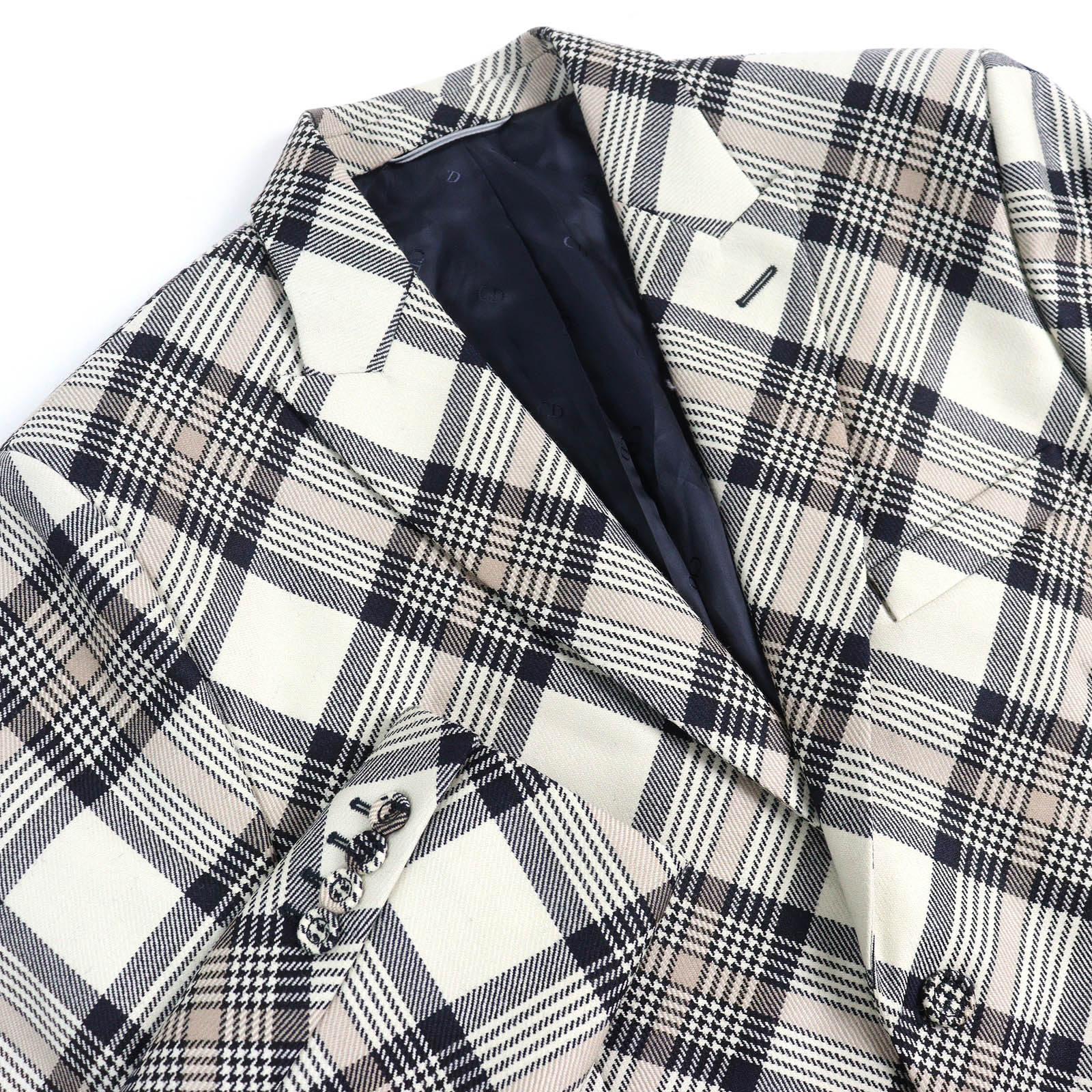 Excellent DIOR tailored jacket Check Pattern Peak Lapel Single mens 50 293C284A5572