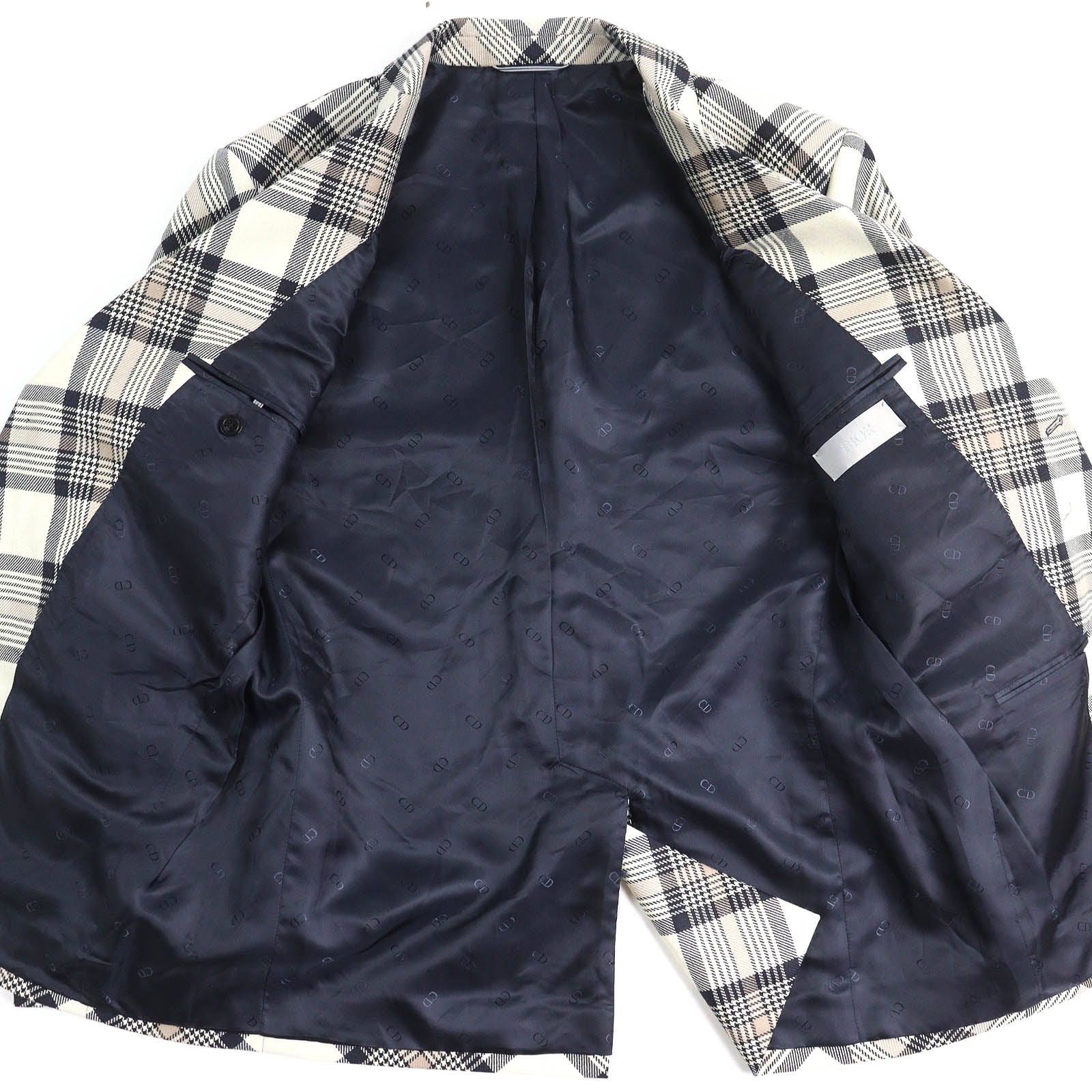 Excellent DIOR tailored jacket Check Pattern Peak Lapel Single mens 50 293C284A5572