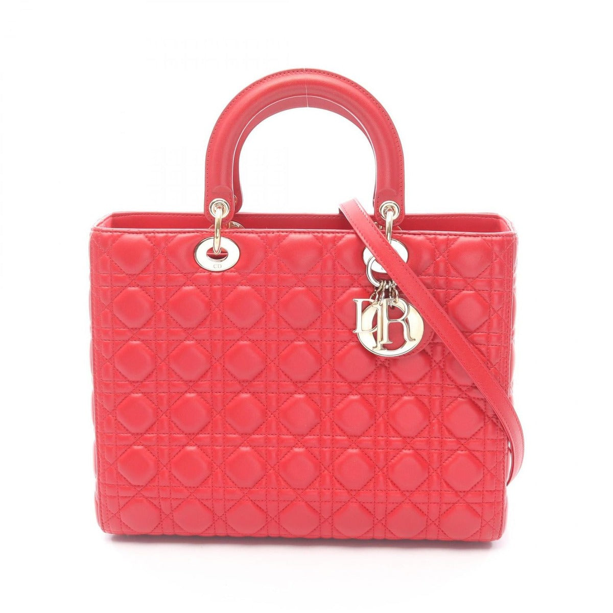 Dior Handbag Lady Large Cannage Red Leather