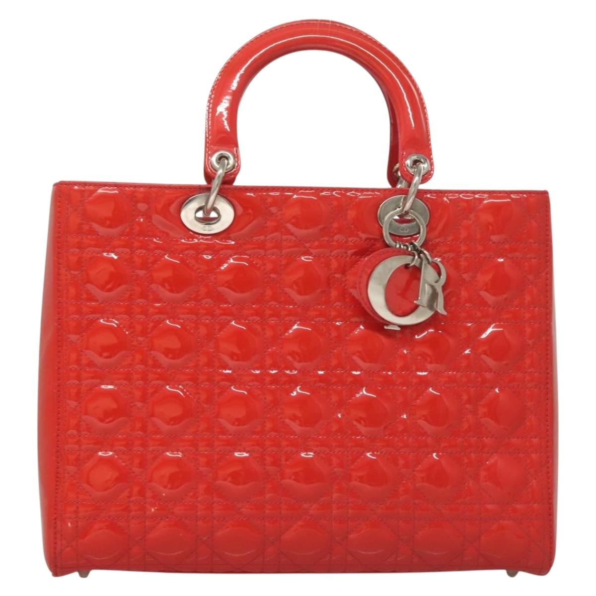 Dior Lady Dior Leather Red Handbag